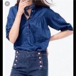 Jcrew pleated Henley blouse sz0